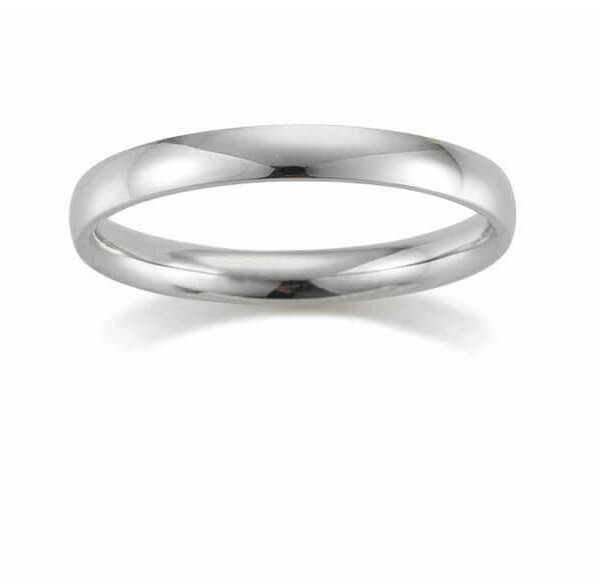 18ct White Mens 3mm Wedding Ring