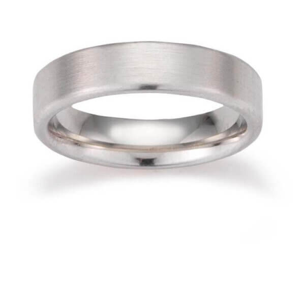 18ct White Mens 5mm Wedding Ring
