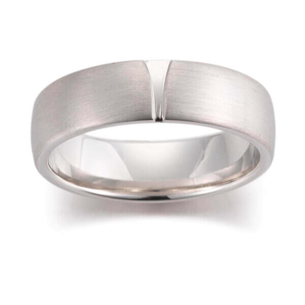 18ct White Mens 6.5mm Wedding Ring