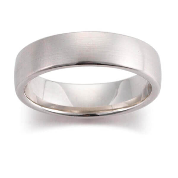 18ct White Mens 5mm Wedding Ring