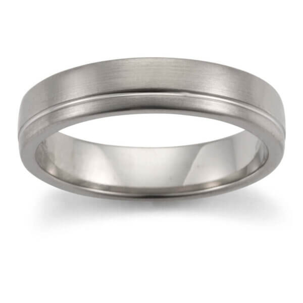 18ct White Mens 5mm Wedding Ring