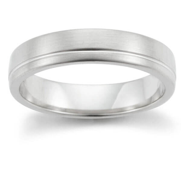 18ct White Mens 5mm Wedding Ring