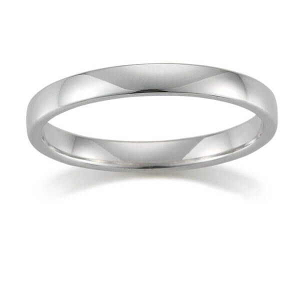 Platinum 600 White Mens 3mm Wedding Ring