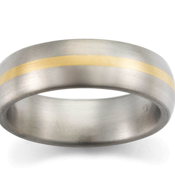 18ct White and Rose Mens 7mm Wedding Ring