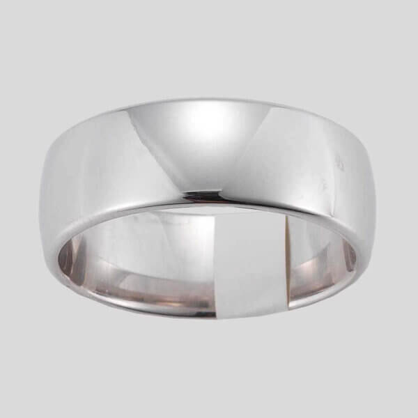 Platinum 950 White Mens 8mm Wedding Ring