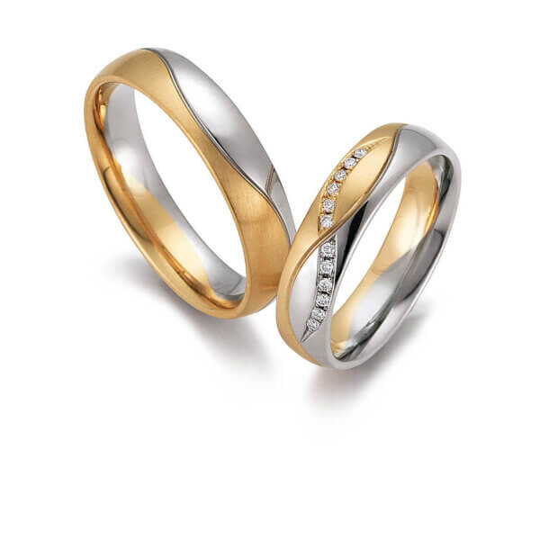 Platinum 950 Rose and White Mens 6mm Wedding Ring