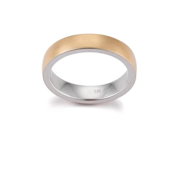 Platinum 950 Rose and White Mens 6mm Wedding Ring