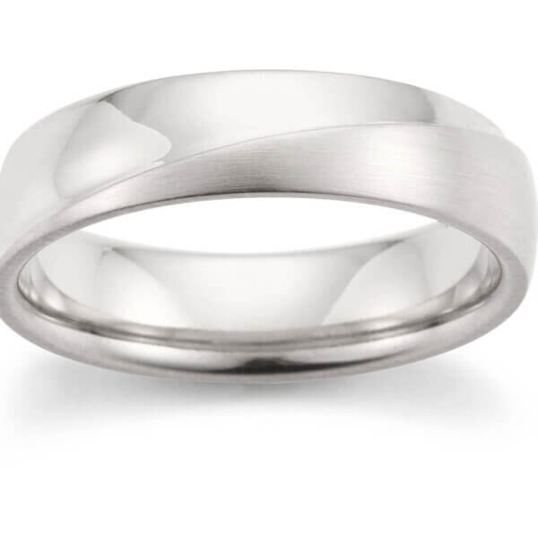 Platinum 950 White Mens 6mm Wedding Ring