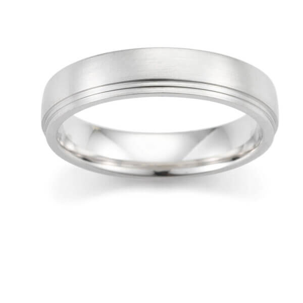 18ct White Mens 5mm Wedding Ring