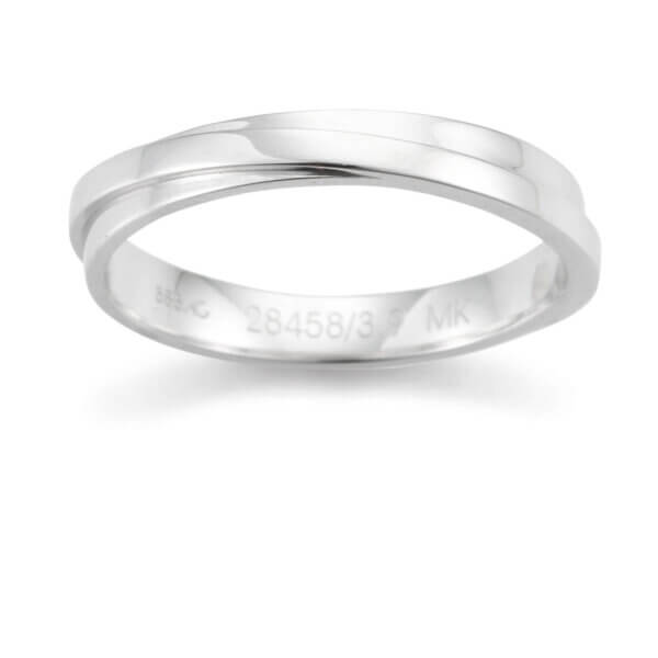 18ct White Mens 3.9mm Wedding Ring