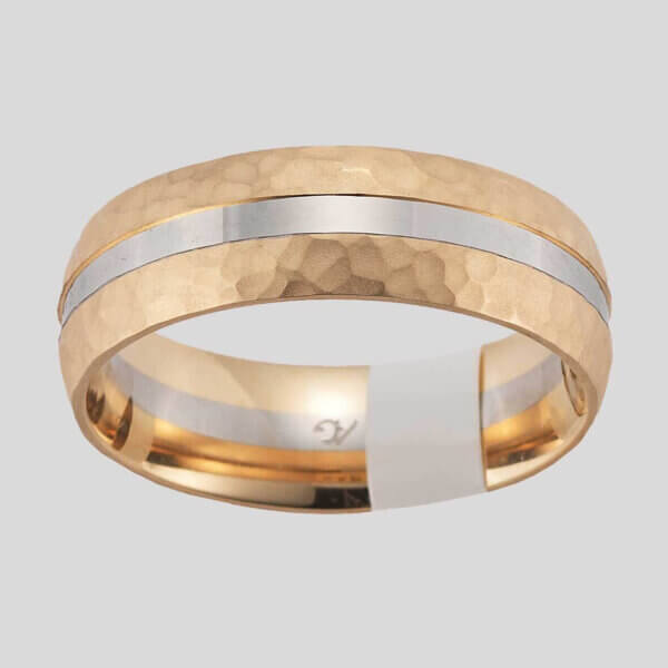 18ct Gold and White Mens 7mm Wedding Ring