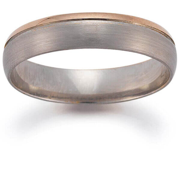 18ct White and Rose Gold Mens 5mm Wedding Ring