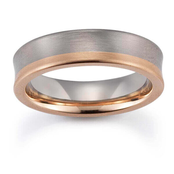 18ct White and Rose Gold Mens 6mm Wedding Ring
