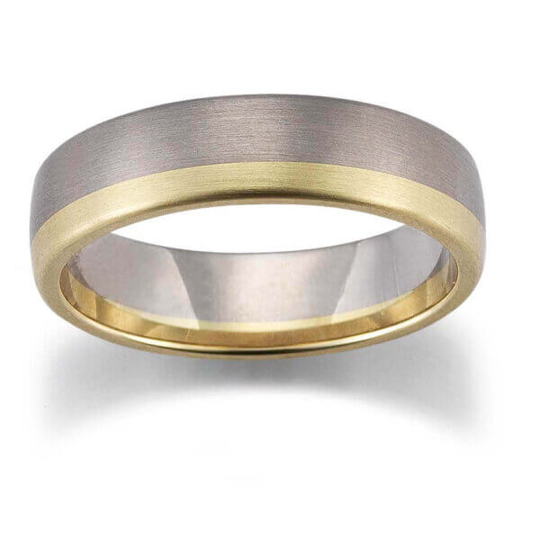 18ct White and Gold Mens 6mm Wedding Ring