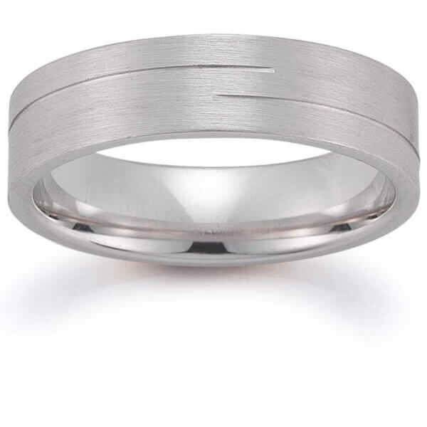18ct White Mens 6mm Wedding Ring