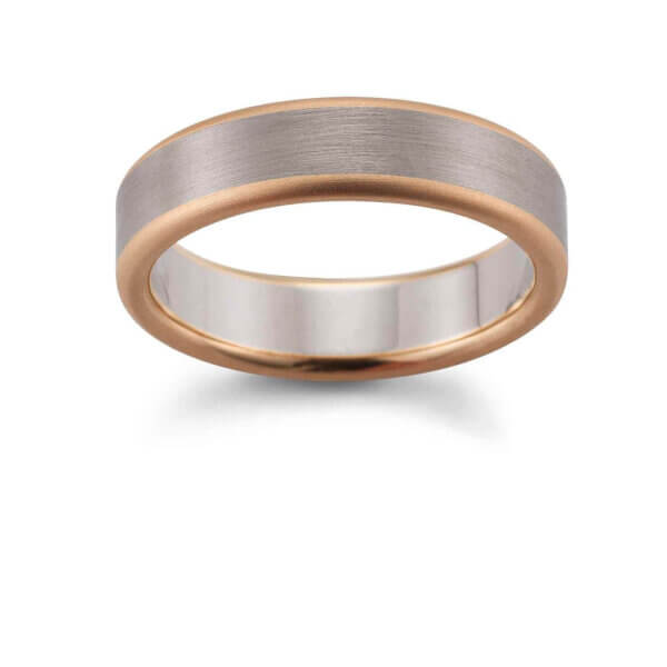 Platinum 950 White and Rose Mens 6mm Wedding Ring