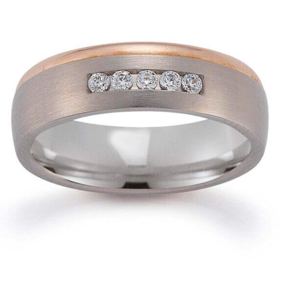 18ct White and Rose Womens 6mm Wedding Ring