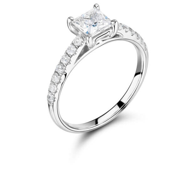 18K White Gold Princess Cut Shaped Engagement Rings
