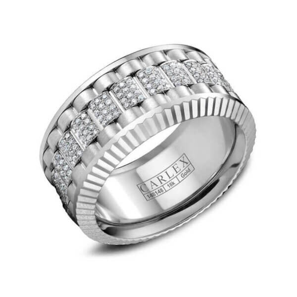 18k White Gold Mens Wedding Band