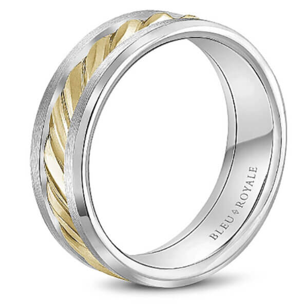 18k White and Rose Gold Mens Wedding Ring
