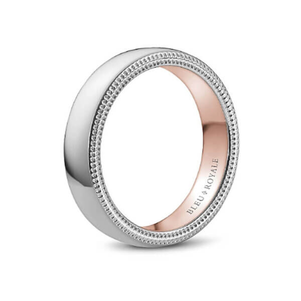 18k White and Rose Gold Mens Wedding Ring