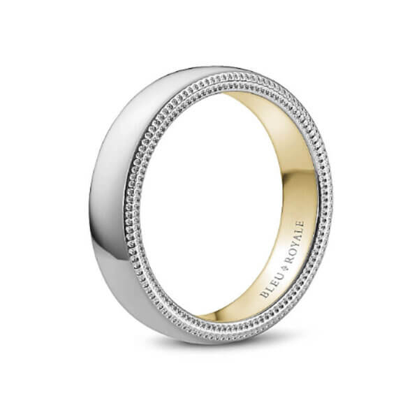 18k Yellow and White Gold Mens Wedding Ring